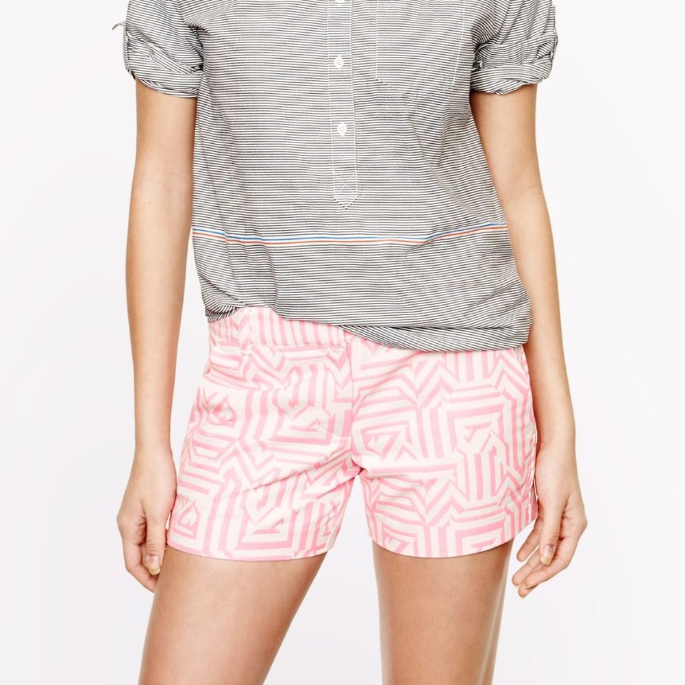 J.Crew Tiki Chino Shorts | Hot Pink/White